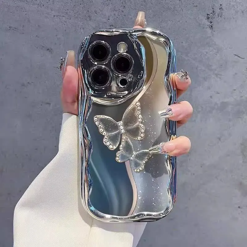 پروانه موجی کروم رنگ منعطف و سبک محافظت کامل از گوشی دکمه‌های نرم و روان مخصوص انواع #سامسونگ #شیائومی و #آیفون 
